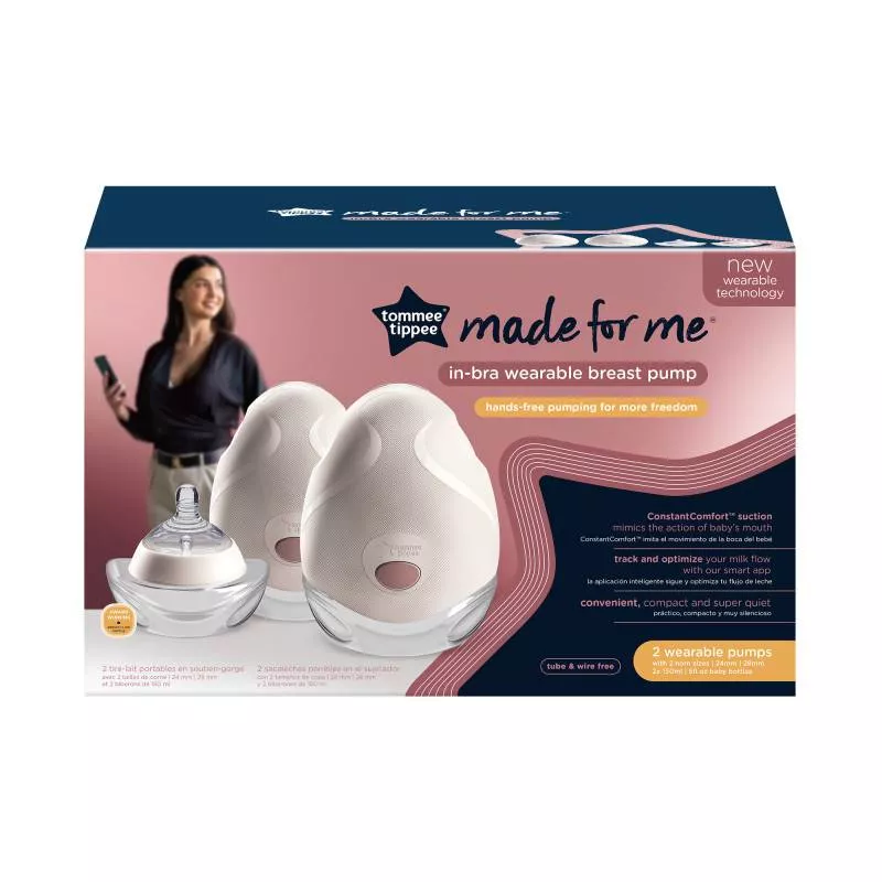 Tommee Tippee Double Electric Wearable Breast Pump, Hands-Free, In-Bra Breastfeeding Pump, Portable, Quiet