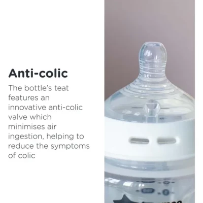 Tommee Tippee Baby Bottles, Natural Start Glass Anti-Colic Baby Bottle with Slow Flow Breast-Like Teat, 150ml, 0m+