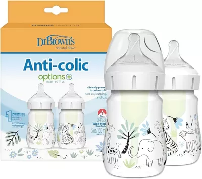 Dr. Brown's Anti-Colic Wide-Neck Baby Bottles, 150ml, 2-Pack – Jungle Decos, BPA-Free, 0m+