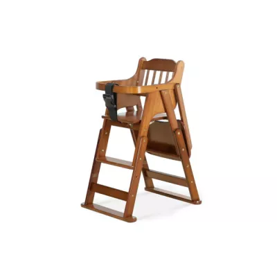 Adjustable & Foldable Wooden High Chair and Tray, Highchair for Babies and Toddlers Dining
