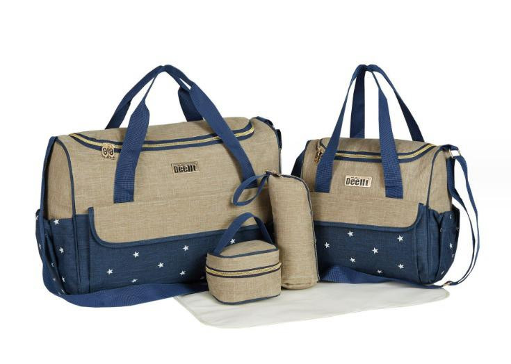 Deellt Baby Diaper Tote Bag Set, Large Capacity Multifunctional Backpack, Waterproof, Bottle Holder