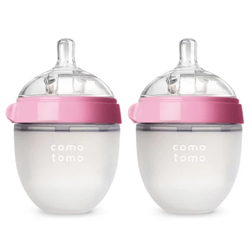 Comotomo Natural Feel Baby Feeding Bottle - Pink & White,150 ml,250 ml, 1pc & 2pc