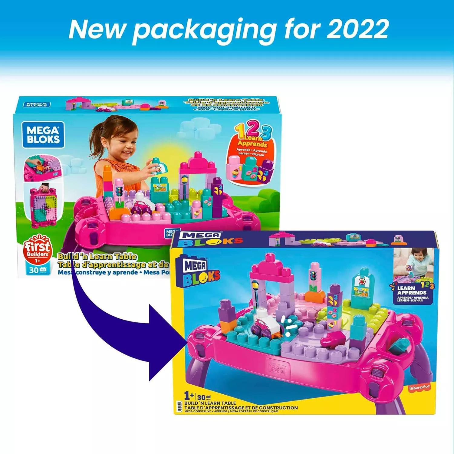 Mega Bloks Build 'N Learn Table, Pink