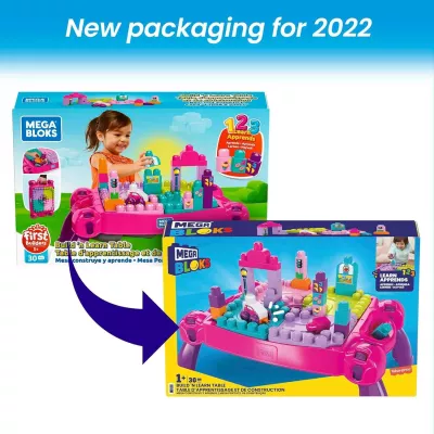 Mega Bloks Build 'N Learn Table, Pink