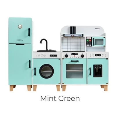 Kienvy Wooden Play Kitchen Set for Kids, Realistic Toy Kitchen with Accessories, Storage & Educational Feature