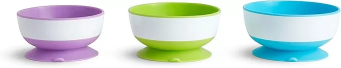 Munchkin Stay Put Feeding Suction Bowl for Babies, Pack of 3, Three different sizes and colors