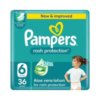 Pampers Rash Protection Taped Diapers with Aloe Vera Lotion – 3X Leak Protection & Comfortable Baby