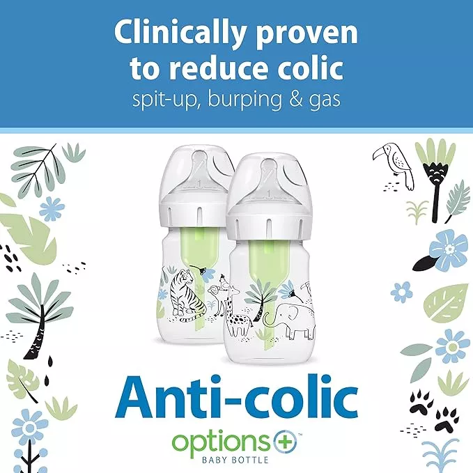 Dr. Brown's Anti-Colic Wide-Neck Baby Bottles, 150ml, 2-Pack – Jungle Decos, BPA-Free, 0m+