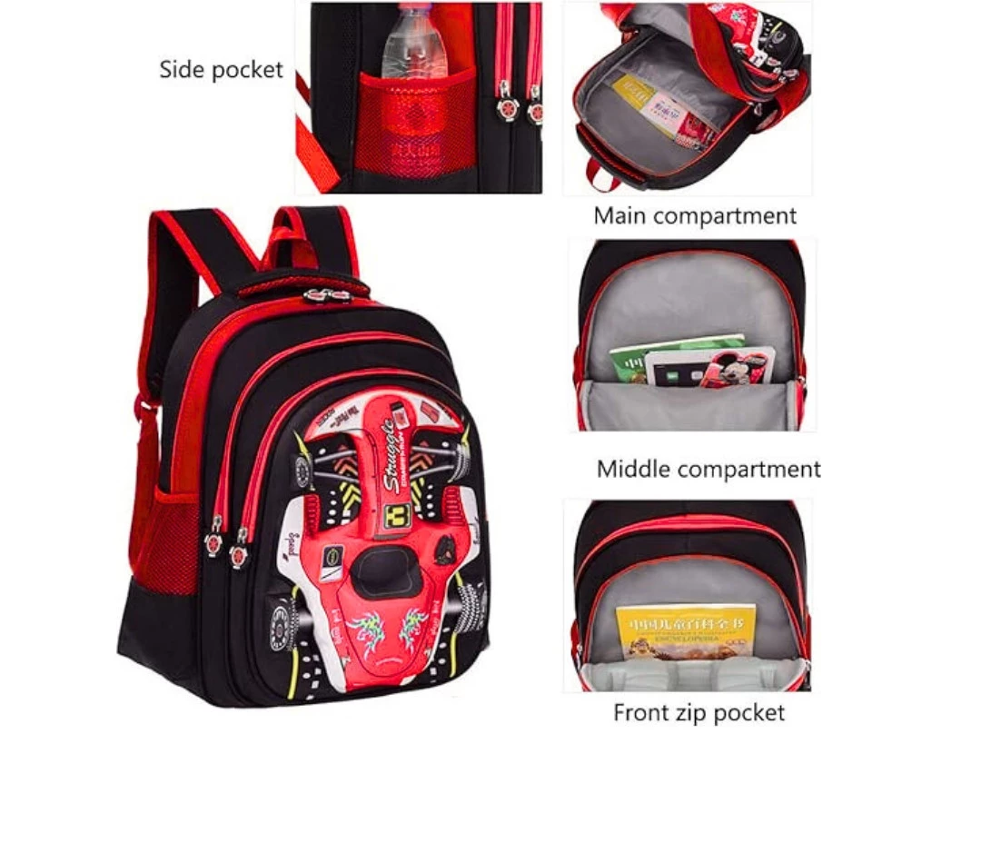 Kids Backpack with Waterproof Fabric, Vibrant Cartoon Design, Perfect for Primary School Boys, Durable and Spacious Bookbag for Children