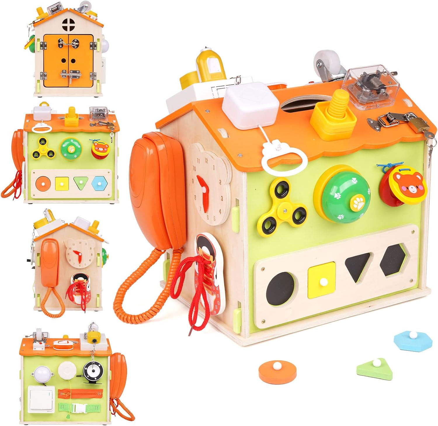 Wooden House Busy Board for Toddlers Montessori Toys