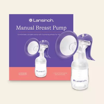 Lansinoh Manual Breast Pump with Stimulation and Expression Modes for Efficient Pumping