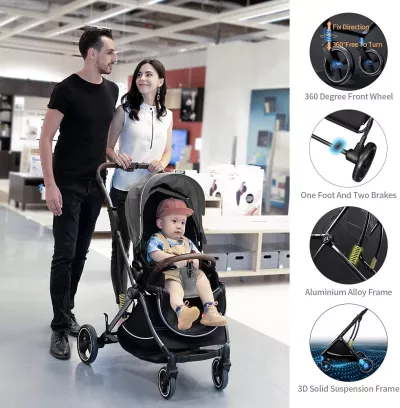 Coballe Baby Stroller, 3 in 1 - Blue