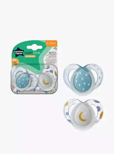 Tommee Tippee Night Time Pacifier, 2 pack soother for toddlers age 6-18 months