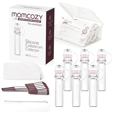 Momcozy Silicone Colostrum Collector Set – Reusable BPA-Free Colostrum Syringe Alternative for Collecting, Storing & Feeding, 5ml