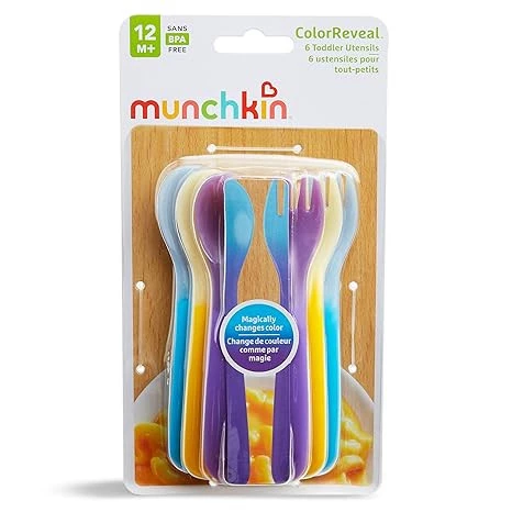 Munchkin ColorReveal Color Changing Toddler Forks and Spoons, 6 Pack, 12m+