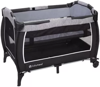 4-in-1 Convertible Baby Playpen with Bassinet, Changing Table & Traveling Tote Bag, Portable Playard with Canopy, Wheel & Storage Organizer