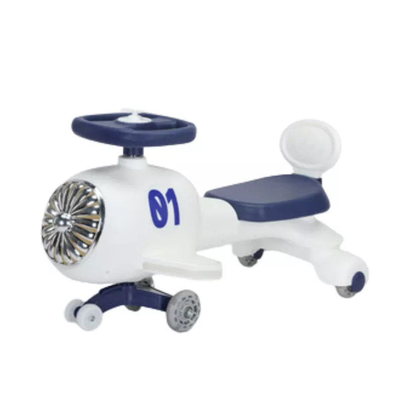 Vintage Airplane Bimba Ride-On Toy – Battery-Free Steering Wheel Car with Music for Kids Aged 2–7