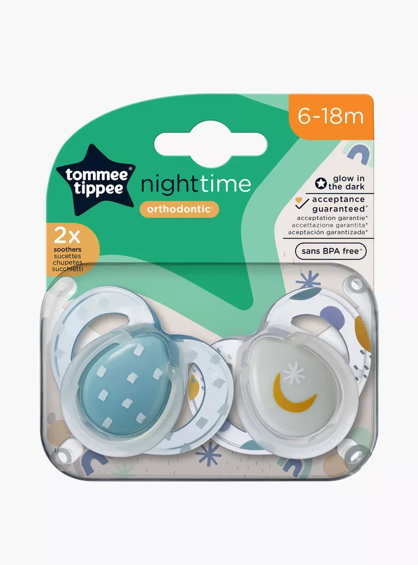 Tommee Tippee Night Time Pacifier, 2 pack soother for toddlers age 6-18 months