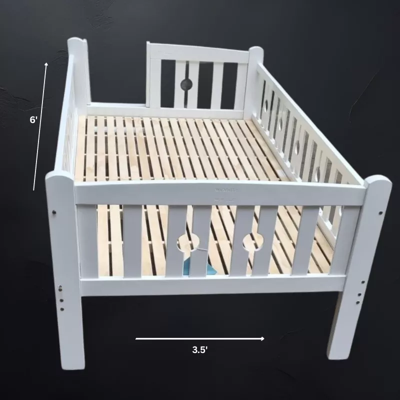 Wamaile Wooden Toddler Bed With Safe Double Bed Frame & Staircase Rail