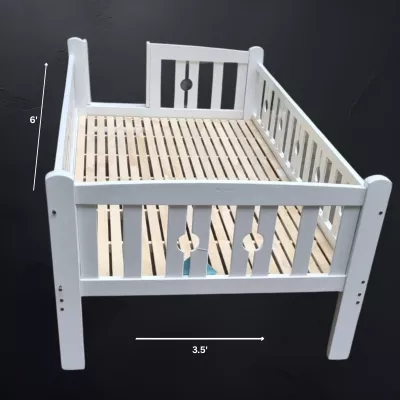 Wamaile Wooden Toddler Bed With Safe Double Bed Frame & Staircase Rail