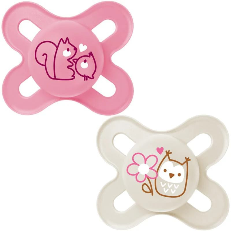 Mam Original Start Soothers, Baby Soother with Jaw-friendly Silicone Teat | Pack of 2 | Newborns to 6 months