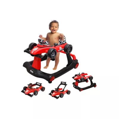 4-in-1 Foldable Baby Walker, Toddler push walker with wheels, Music & Adjustable Height for toddlers 6-18 months