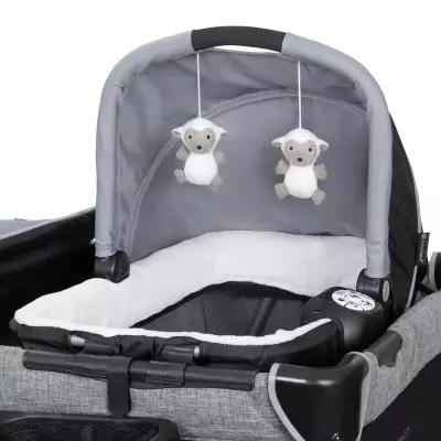 4-in-1 Convertible Twins Baby Playpen with Bassinet, Changing Table & Traveling Tote Bag, Portable Playard with Canopy, Wheel & Storage Organizer