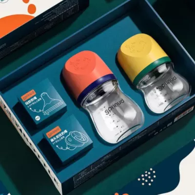 Sprinud Baby Glass Bottle Set | 80ml & 160ml Bottles, Teat, & Pacifier Suitable for 0m+