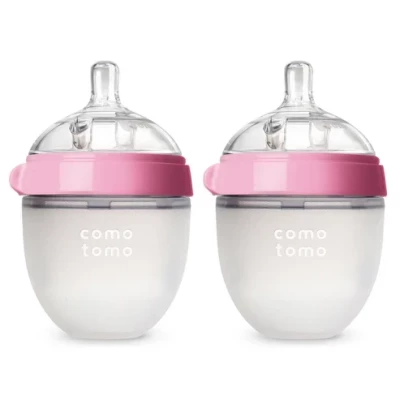 Comotomo Natural Feel Baby Feeding Bottle - Pink & White,150 ml,250 ml, 1pc & 2pc