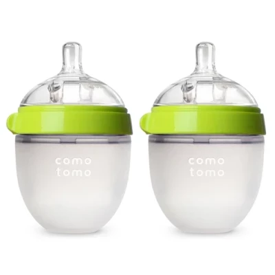 Comotomo Natural Feel Baby Feeding Bottle - Green & White,150 ml,250ml, 1pc & 2pc