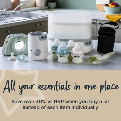 Tommee Tippee Closer to Nature Complete Feeding Set with Electric Steam Steriliser, Bottle Warmer, Soothers & Bottles for Newborns
