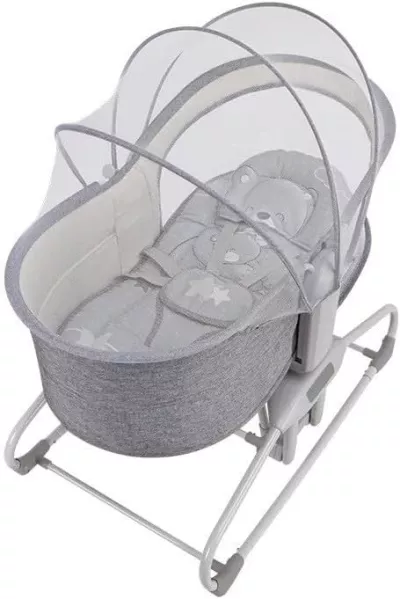 Mastela 4-in-1 Baby Cradle Automatic Electric Swing with 5-Point Harness, 360° Rotation, Soft Headrest & Removable Mosquito Net for Babies 0 to 18kg