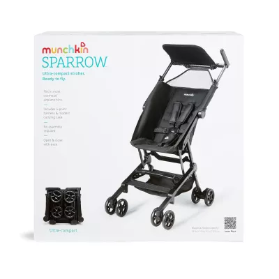 Munchkin Sparrow Travel Stroller, Ultra Compact, Lightweight & Foldable Baby Stroller for Toddlers, Airplane Cabin Friendly