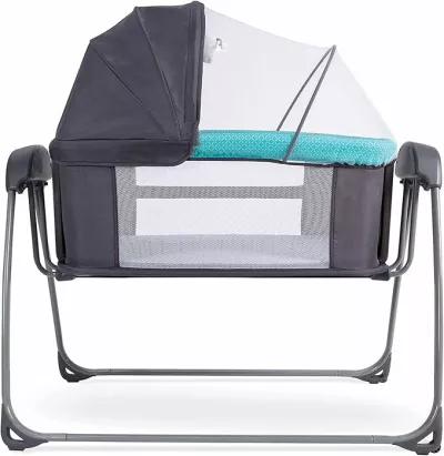 Mastela Deluxe 4-in-1 Baby Bassinet, Cradle Swing & Sleeper with Mosquito Net – 5 Swing Speeds, Timer, USB/Battery Powered – Newborn to 36 Months