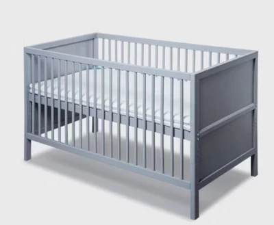 Grey Wooden Baby Cot