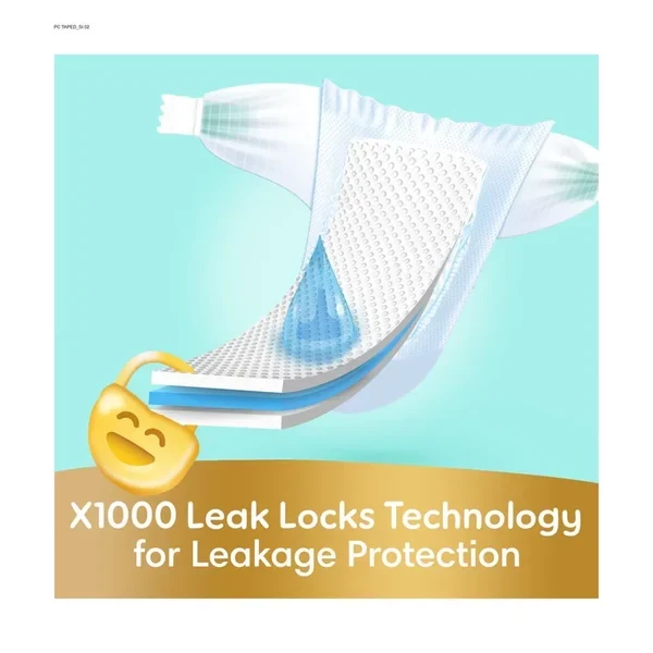 Pampers Premium Care Ultimate Comfort Taped Diapers, Aloe Vera & Vitamin E, 1000 Leak Locks, 50 Pieces