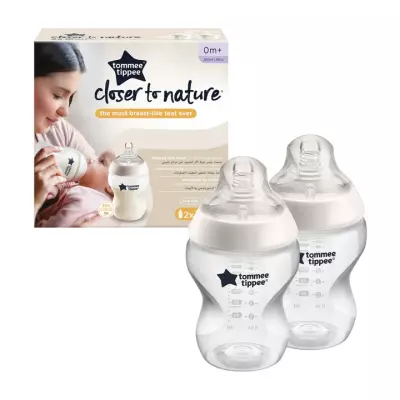 Tommee Tippee Closer to Nature Baby Bottles – 2 x 260ml | Anti-Colic, BPA-Free, Breast-Like Teat