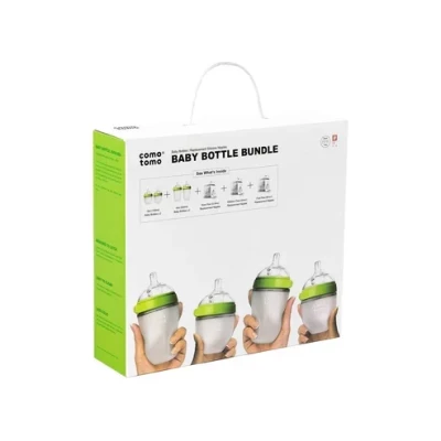 Comotomo Baby Bottle Bundle With 2x150ml Bottles, 2x250ml Bottles, and 3 Pairs of Teats-0-3m, 3m+, 6m+