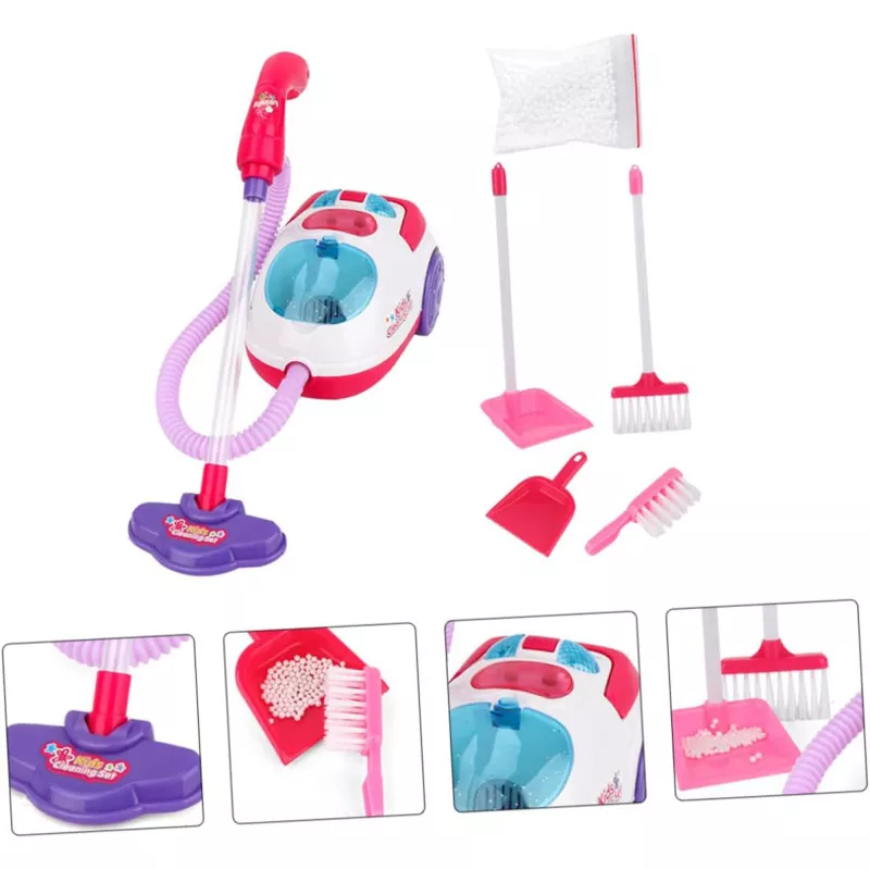 Toddler Vacuum Cleaner Toy Set, Kids Housekeeping Cleaning Toys for Boys & Girls with Pretend Play Cordless Vacuum, Broom, Brush & Dustpan