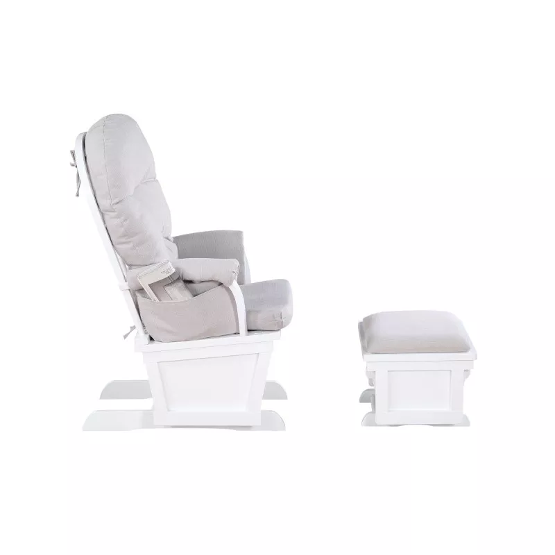 Nursing Rocking Chair with Ottoman, Glider Rocker With Padded Cushion, Solid Wood Base and Storage