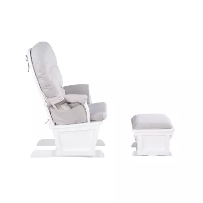 Nursing Rocking Chair with Ottoman, Glider Rocker With Padded Cushion, Solid Wood Base and Storage