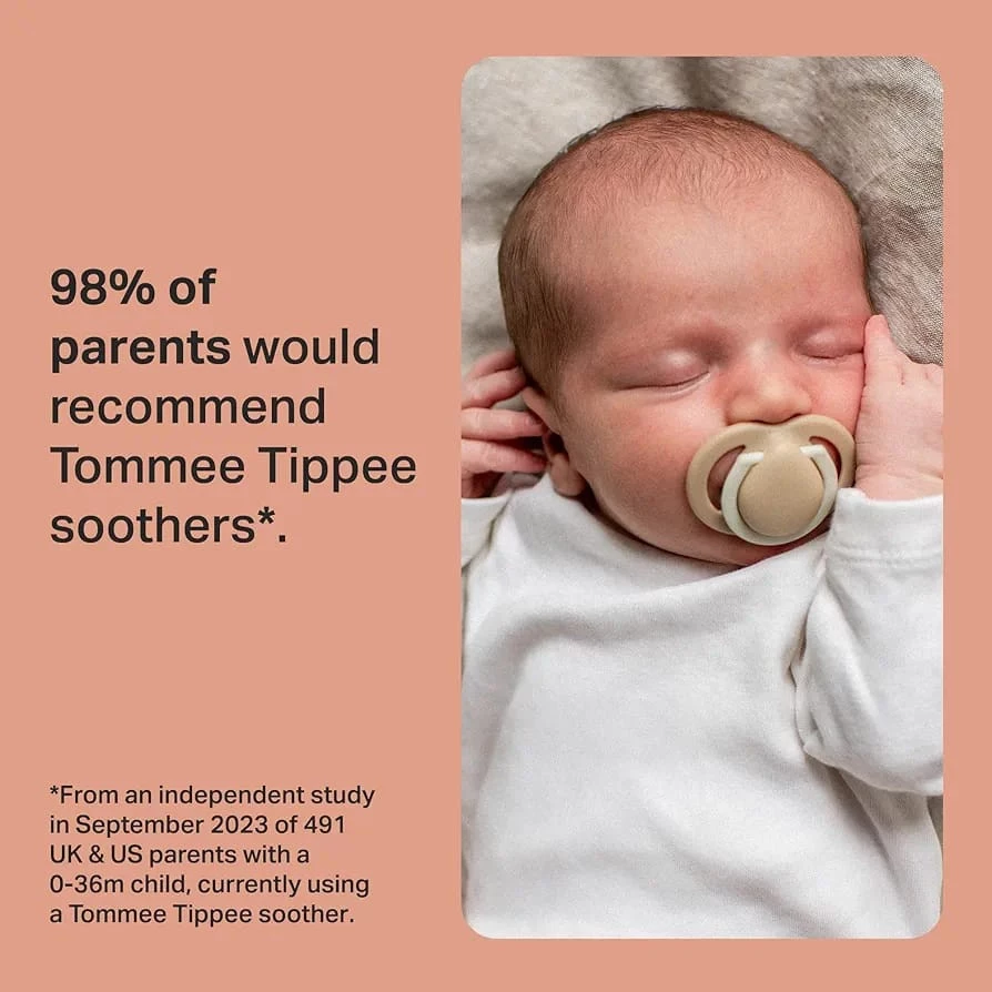 Tommee Tippee Newborn Soother, Orthodontic, with an Extra Small Baglet and Shield to Fit Tiny Mouths, 2 Pack, 0-2 Months
