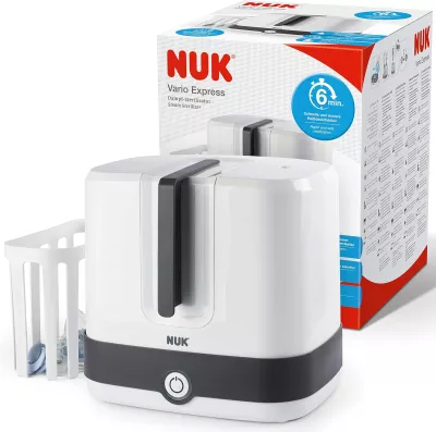 NUK Vario Express Bottle Steriliser, Steam Sterilizer, Upto 6 Bottles in 6 Minutes