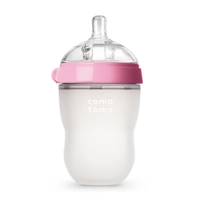 Comotomo Natural Feel Baby Feeding Bottle - Pink & White,150 ml,250 ml, 1pc & 2pc