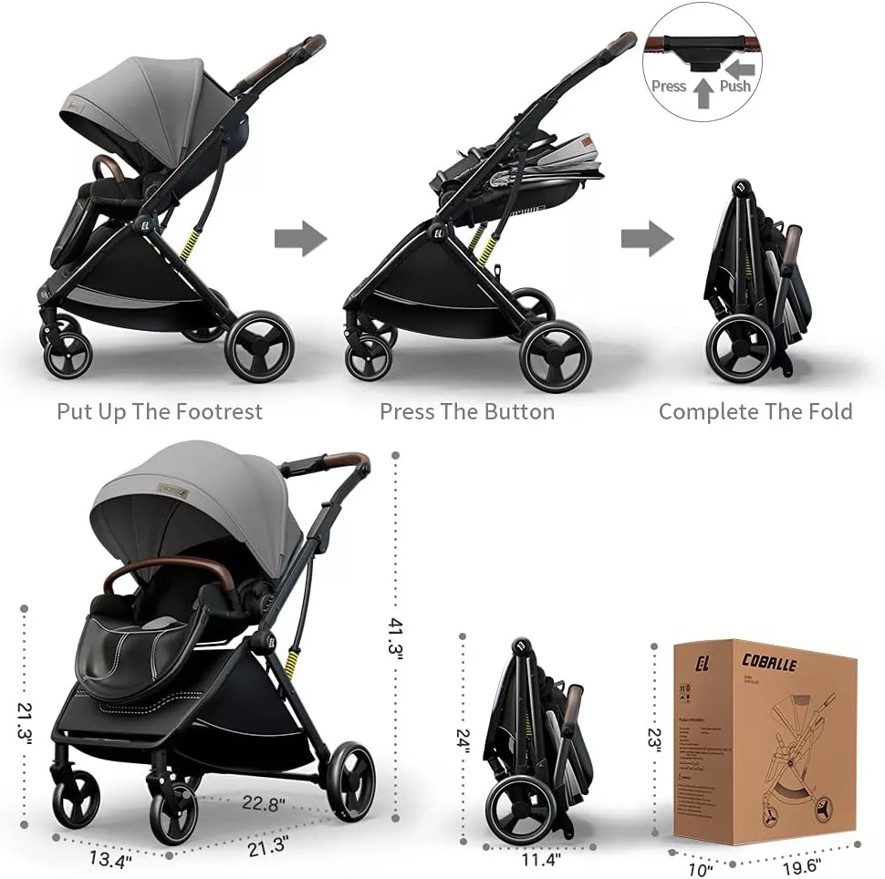 Coballe Baby Stroller, 3 in 1 - Blue
