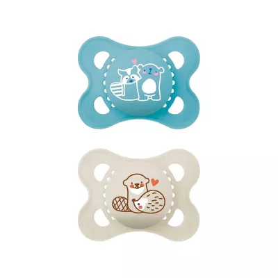 Mam Original Start Soothers, Baby Soother with Jaw-friendly Silicone Teat | Pack of 2 | Newborns to 6 months