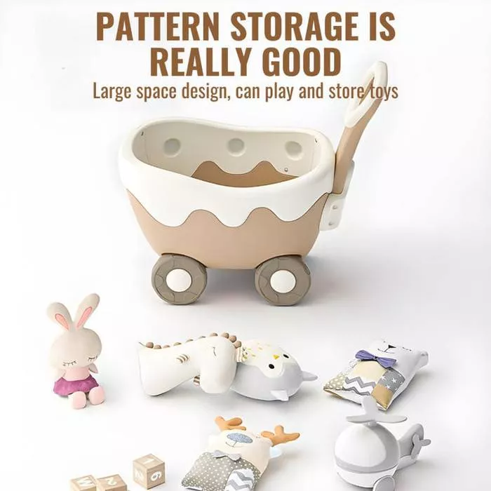 Cream Shopping Cart Walker Push Cart