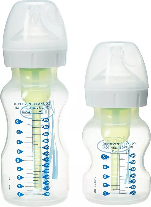 Dr. Brown's Options+ Wide-Neck Bottle Sampler Kit – Anti-Colic, Breast-Like Nipple, 270ml & 150ml Bottles.