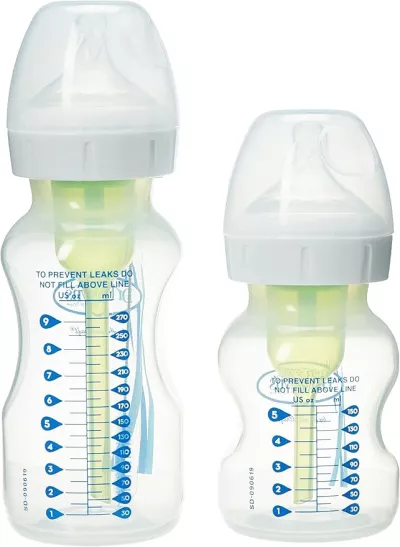 Dr. Brown's Options+ Wide-Neck Bottle Sampler Kit – Anti-Colic, Breast-Like Nipple, 270ml & 150ml Bottles.