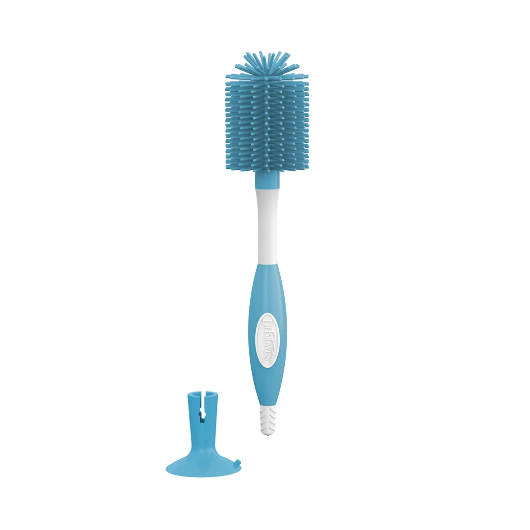 Dr. Brown’s Soft Touch Bottle Brush – No-Slip Grip, Suction Cup Base, BPA-Free, & Dishwasher Safe